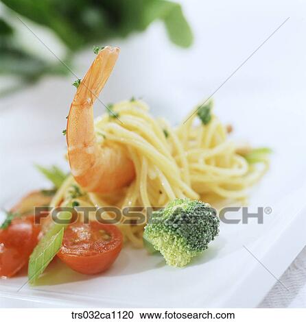 dish, food, spaghetti, noodle, shrimp, tomato View Large Photo Image Stock Image - dish, food, spaghetti, noodle, shrimp, tomato. Fotosearch