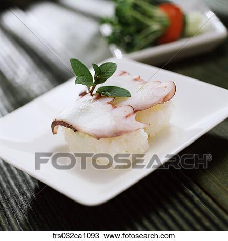 Stock Image - Japanese dish, Japan, dish, food, giant octopus, sushi, sushi. Fotosearch