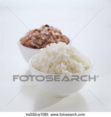 Stock Photography - Korean dish, food, boiled rice and cereals, rice, steamed rice, bowl, closeup. Fotosearch