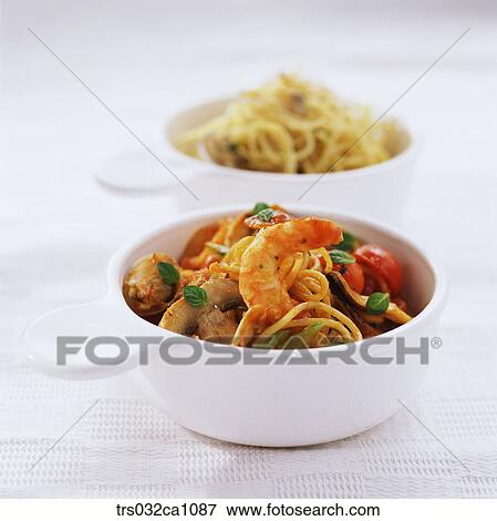 Stock Photo - Western food, dish, food, spaghetti, seafood, spaghetti, noodle. Fotosearch