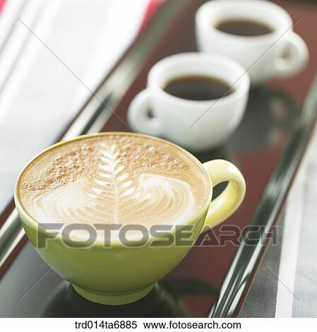 beverage, drink, coffee, cafe au lait, decoration, tray, coffee cup View Large Photo Image Stock Photography - beverage, drink, coffee, cafe au lait, decoration, tray, coffee cup. Fotosearch
