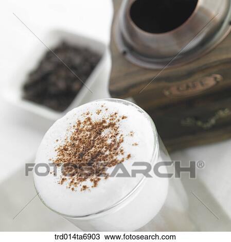 beverage, drink, coffee, Cappuccino, cinnamon, closeup, high angle View Large Photo Image Stock Image - beverage, drink, coffee, Cappuccino, cinnamon, closeup, high angle. Fotosearch