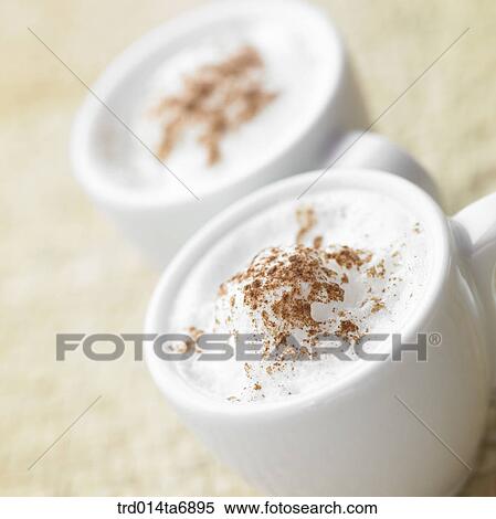 Stock Photography - beverage, drink, coffee, Cappuccino, cinnamon, closeup, coffee cup. Fotosearch