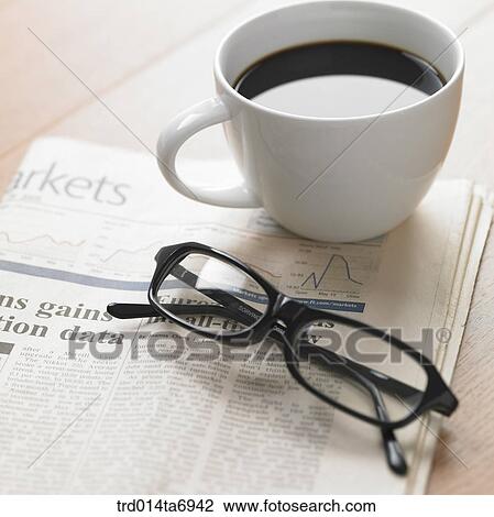 beverage, drink, coffee, coffee cup, newspaper, glasses, closeup View Large Photo Image Stock Image - beverage, drink, coffee, coffee cup, newspaper, glasses, closeup. Fotosearch