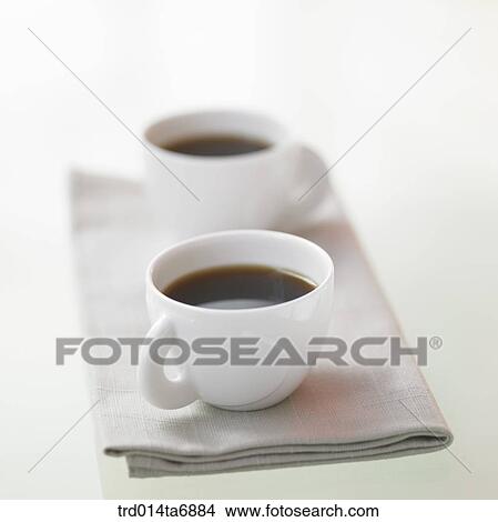 Picture - object, beverage, drink, coffee, coffee cup, napkin, closeup. Fotosearch