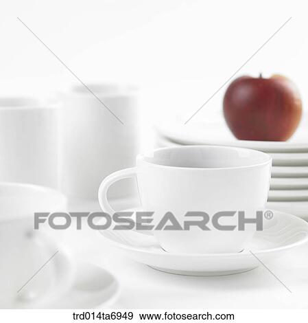 object, coffee cup, plate, mug, food, fruit, apple View Large Photo Image Stock Photo - object, coffee cup, plate, mug, food, fruit, apple. Fotosearch