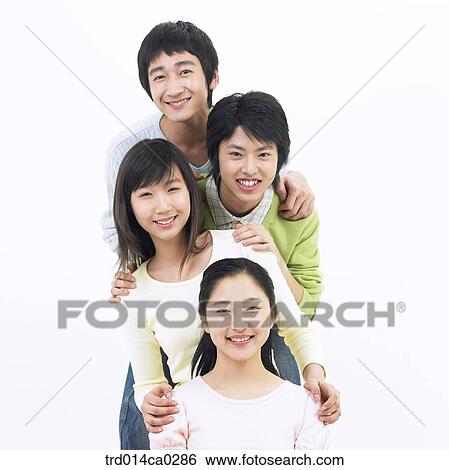 Stock Photograph - friend, casual clothes, student, Korean, high school student, education. Fotosearch
