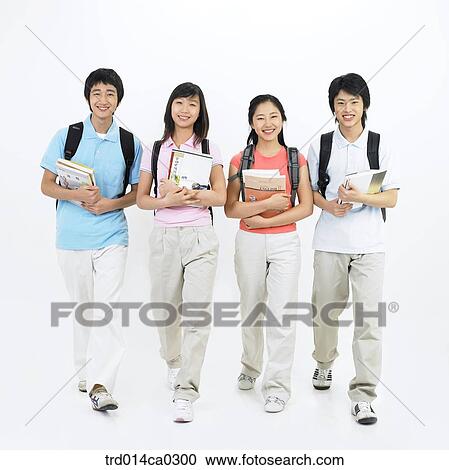 Stock Image - high school student, education, boy, object, Asian, going to school. Fotosearch