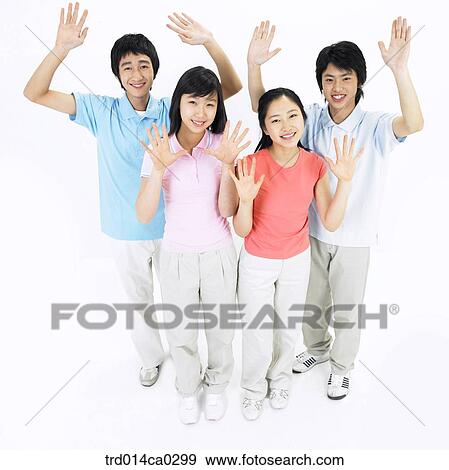 Stock Photo - high school student, education, object, Asian, hurrah, smile. Fotosearch