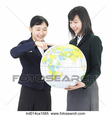 Stock Photography - person, Asian, Korean, teenager, high school student, student, school uniform. Fotosearch