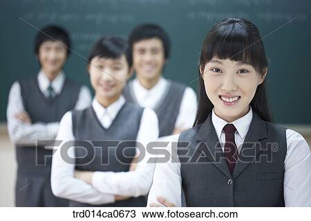 Stock Image - Korean, classroom, education, boy, daytime. Fotosearch