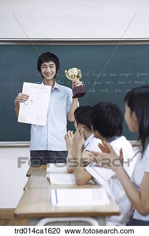 Stock Image - person, Asian, Korean, teenager, high school student, student, school. Fotosearch