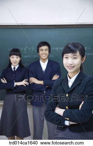 Stock Image - person, Asian, Korean, teenager, high school student, student, school. Fotosearch