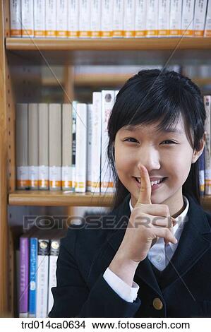 school uniform, classroom, education, daytime, library, Asian View Large Photo Image Picture - school uniform, classroom, education, daytime, library, Asian. Fotosearch