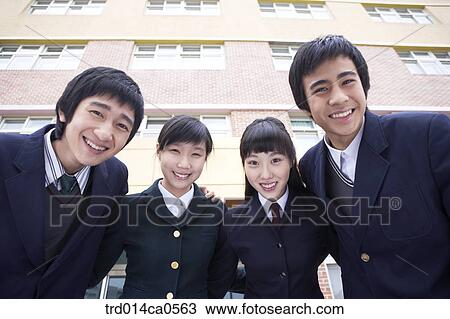 Stock Image - school uniform, education, boy, daytime, Asian. Fotosearch