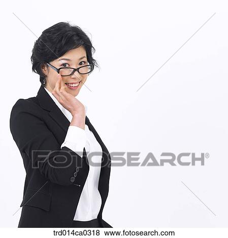 object, Asian, smile, business, businesswoman, glasses View Large Photo Image Stock Photo - object, Asian, smile, business, businesswoman, glasses. Fotosearch