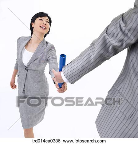 running, smile, object, necktie, baton, Asian View Large Photo Image Stock Photograph - running, smile, object, necktie, baton, Asian. Fotosearch