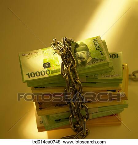 Stock Photo - economy, money, chain, new note, bill, concept. Fotosearch