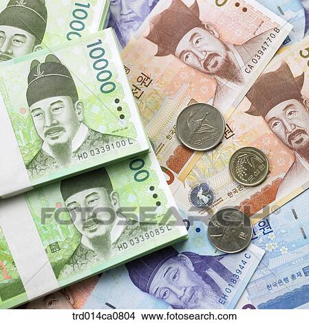 Picture - finance, economy, bill, money, coin, coin, won. Fotosearch