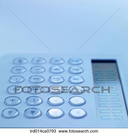 Stock Image - object, object, finance, economy, calculator, blue. Fotosearch