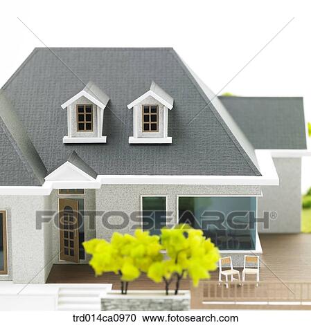 Stock Image - object, house, model house, house, model, chair, tree. Fotosearch