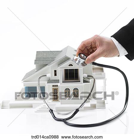 Stock Photo - object, house, model house, house, model, stethoscope, concept. Fotosearch