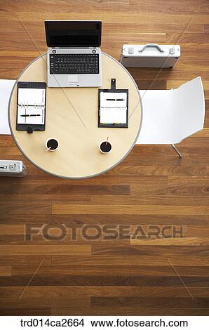 Picture - severalthings, indoor, stilllife, table, chair, highangle, highangleview. Fotosearch