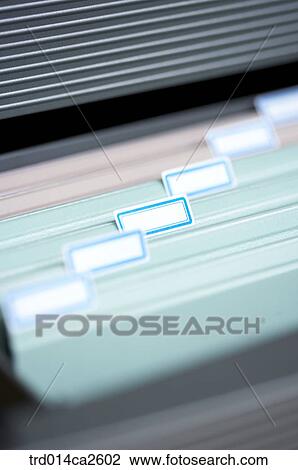 Stock Image - severalthings, stilllife, file, documents, papers, label, closeup. Fotosearch