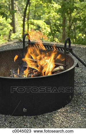 Flames In An Outdoor Fire Pit Stock Image C0045023 Fotosearch