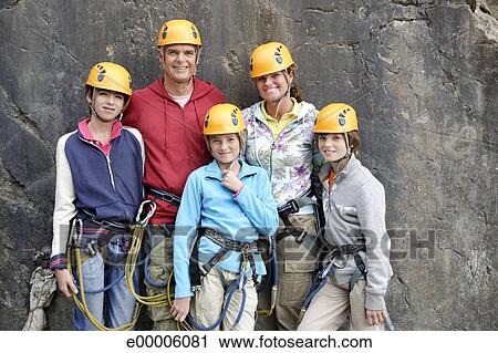 Family Wearing Rock Climbing Gear Stock Image E00006081 Fotosearch