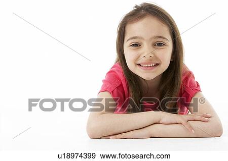 Stock Photo - Girl Laying on Stomach. Fotosearch