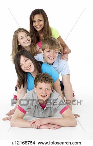 Group of Teenage Friends in Studio View Large Photo Image Picture - Group of Teenage Friends in Studio . Fotosearch