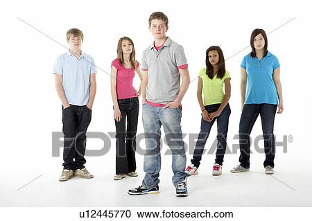 Group of Teenage Friends in Studio View Large Photo Image Stock Image - Group of Teenage Friends in Studio . Fotosearch