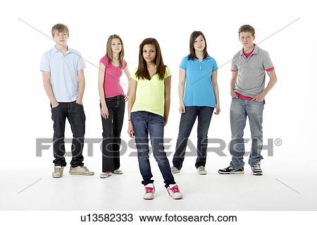 Group of Teenage Friends in Studio View Large Photo Image Stock Image - Group of Teenage Friends in Studio . Fotosearch