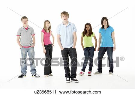 Group of Teenage Friends in Studio View Large Photo Image Stock Image - Group of Teenage Friends in Studio . Fotosearch