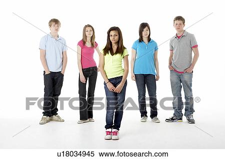 Stock Photography - Group of Teenage Friends in Studio . Fotosearch