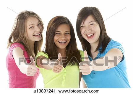Stock Image - Group of Teenage Girlfriends. Fotosearch