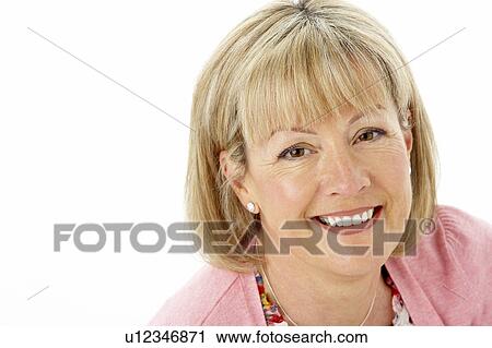 Stock Image - Studio Portrait of Smiling Mother. Fotosearch