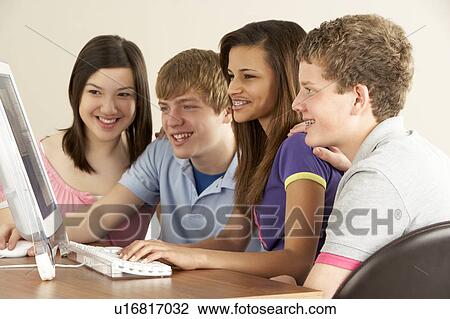 Teenagers on Computer at Home View Large Photo Image Stock Image - Teenagers on Computer at Home. Fotosearch