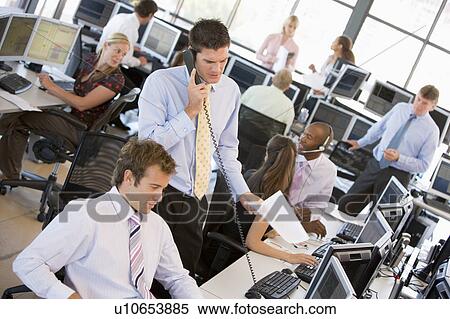 View Of Busy Stock Traders Office View Large Photo Image Stock Photography - View Of Busy Stock Traders Office. Fotosearch