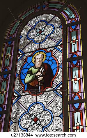 Stained Glass window decorated with a Religious figure, Saint-Francois-de-Sales Church, Laval, Quebec, Canada View Large Photo Image Picture - Stained Glass window decorated with a Religious figure, Saint-Francois-de-Sales Church, Laval, Quebec, Canada. Fotosearch