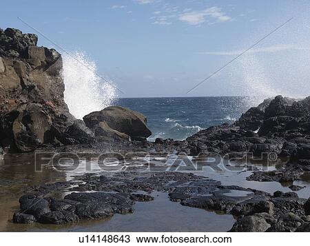 Waves crashing on the rocks, Maui, Hawaii, USA View Large Photo Image Stock Image - Waves crashing on the rocks, Maui, Hawaii, USA. Fotosearch