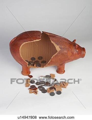 Broken piggy bank View Large Photo Image Stock Photo - Broken piggy bank. Fotosearch