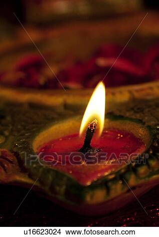 Picture - Close-up of a diya. Fotosearch