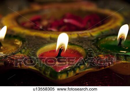Stock Photography - Close-up of diyas. Fotosearch