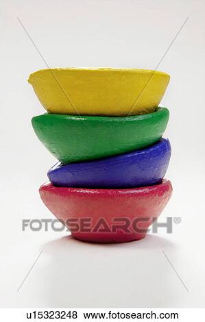 Stock Photo - Colourful diyas. Fotosearch