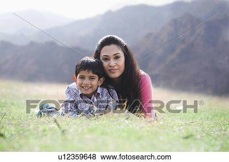 Stock Photo - Mother and son posing. Fotosearch