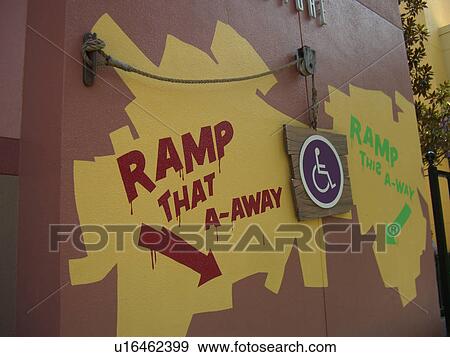 Handicap line sign at an amusement park. View Large Photo Image Stock Photo - Handicap line sign at an amusement park.. Fotosearch