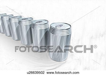 Stock Image - Aluminum cans, white background. Fotosearch