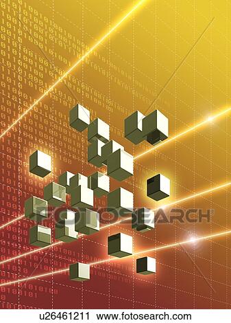 Stock Image - Binary codes and blocks. Fotosearch